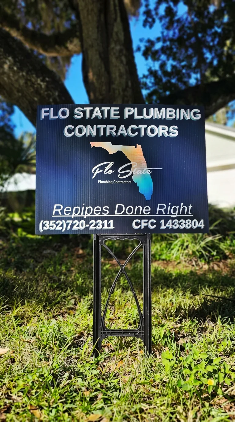 Flo State Plumbing Contractors yard sign